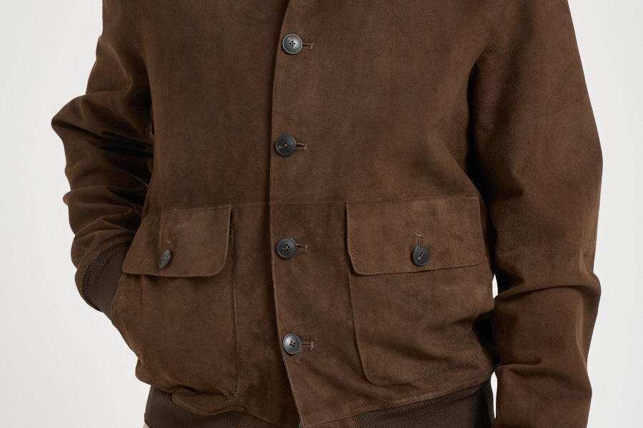 Giubbotto uomo in suede marrone RIVERSIDE SUEDE126 THE JACK LEATHERS 