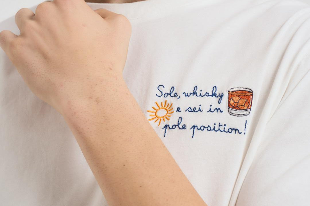 T-shirt uomo girocollo panna con ricamo ARNOTTWM SOL10EMB MC2 SAINT BARTH 