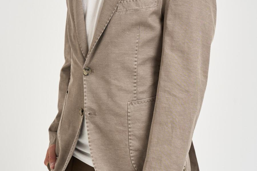 Giacca uomo in misto cotone e lino tortora SERENIOLD R7002FANGO ACCADEMIE TESSILI 