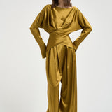 Camicia donna Xenia drappeggio in vita oro 726SS7827S GOLDEN DANAME 