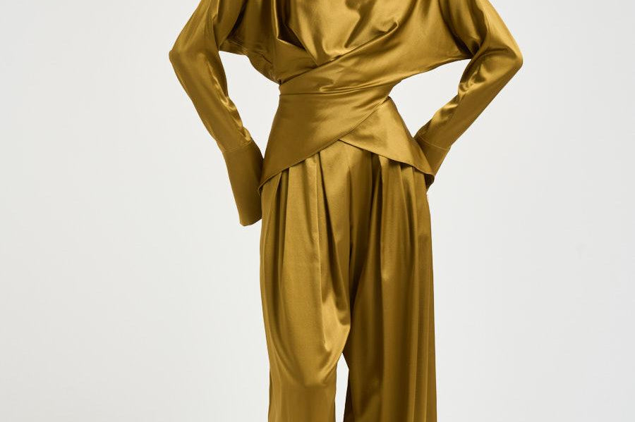 Camicia donna Xenia drappeggio in vita oro 726SS7827S GOLDEN DANAME 