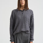 Polo donna Magnolie a trecce grigia 2025302 GRAPHITE LISA YANG 