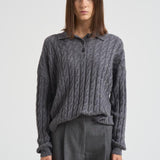 Polo donna Magnolie a trecce grigia 2025302 GRAPHITE LISA YANG 