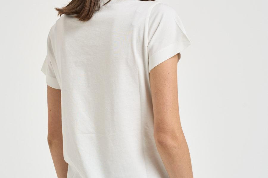 T-shirt donna girocollo bianca 100373A34F BASICOZ05 PINKO 