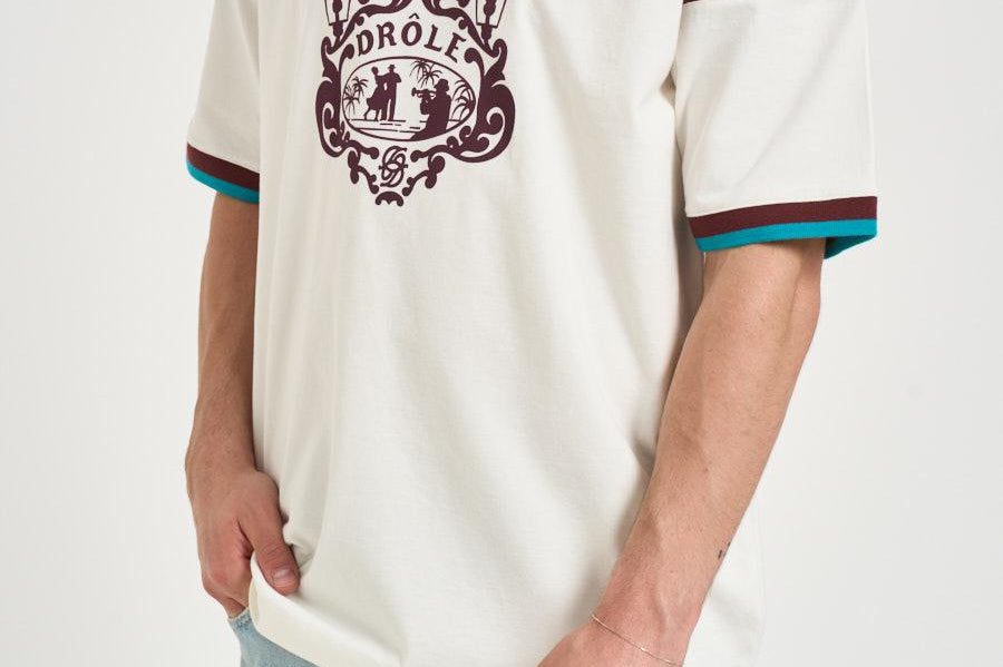 T-shirt uomo bianca e marrone TS293 CO248OFFWHITE DROLE DE MONSIEUR 