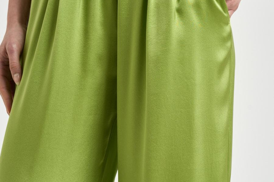 Pantalone donna in seta verde brillante 14582 6028 FORTE FORTE 