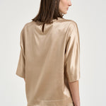 Blusa donna in raso beige A06871 2372E46E PESERICO 