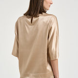 Blusa donna in raso beige A06871 2372E46E PESERICO 
