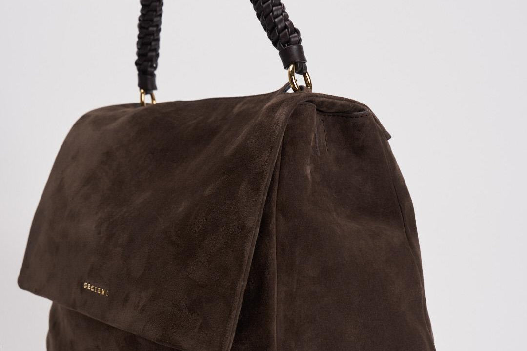 Borsa donna Sveva Peach XL a spalla in suede con tracolla moro B02185PEO TMORO ORCIANI 