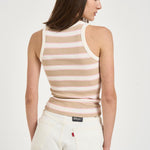 Canotta donna a righe beige e panna ADA 02673L MC2 SAINT BARTH 