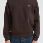 Felpa uomo girocollo in pile marrone SH9608 SKB LACOSTE 