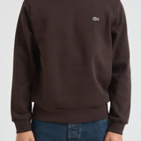 Felpa uomo girocollo in pile marrone SH9608 SKB LACOSTE 