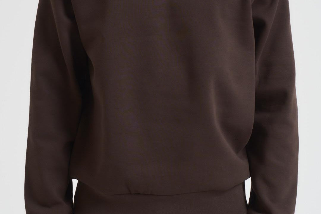 Felpa uomo girocollo in pile marrone SH9608 SKB LACOSTE 