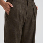 Pantalone donna Lisetta gessato marrone PA0569FA C3F01I50DZ ISABEL MARANT 