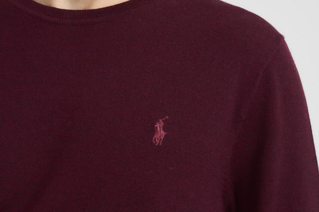 Maglia uomo in lana a girocollo bordeaux 710946143 005 RALPH LAUREN 