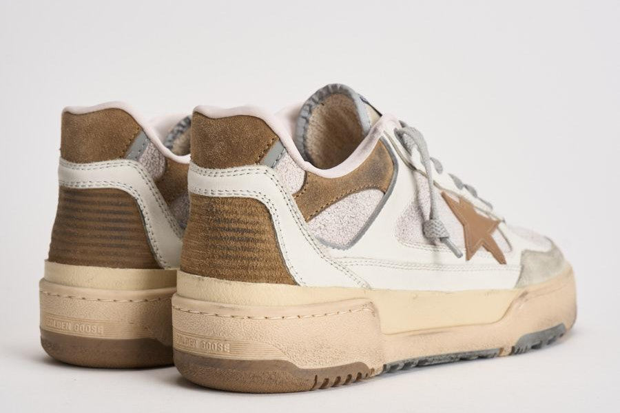 Sneakers uomo Forty2 bianca e marrone GMF00630 F00795711981 GOLDEN GOOSE 