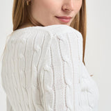 Maglia donna girocollo a trecce bianca 211971869 007 RALPH LAUREN 