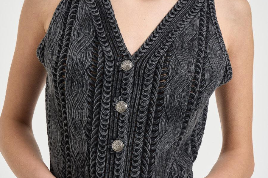 Gilet donna intrecciato grigio 106859 A3BAI91 PINKO 