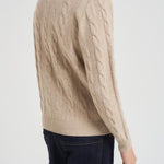 Maglia uomo girocollo a treccia beige 25FCCM010439 112 ACCADEMIE TESSILI 