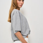 T-shirt donna girocollo cropped grigia 104257 A2F8I42 PINKO 