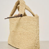 Borsa donna a mano in rafia beige V8.8DV NATURAL MANEBI' 