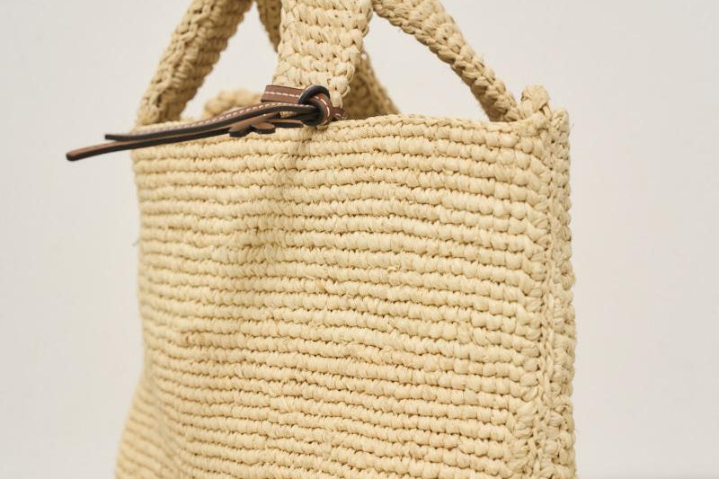 Borsa donna a mano in rafia beige V8.8DV NATURAL MANEBI' 