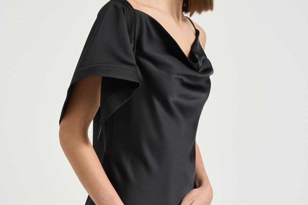 Abito donna midi asimmetrico nero THIANA BLA0126S IRO 