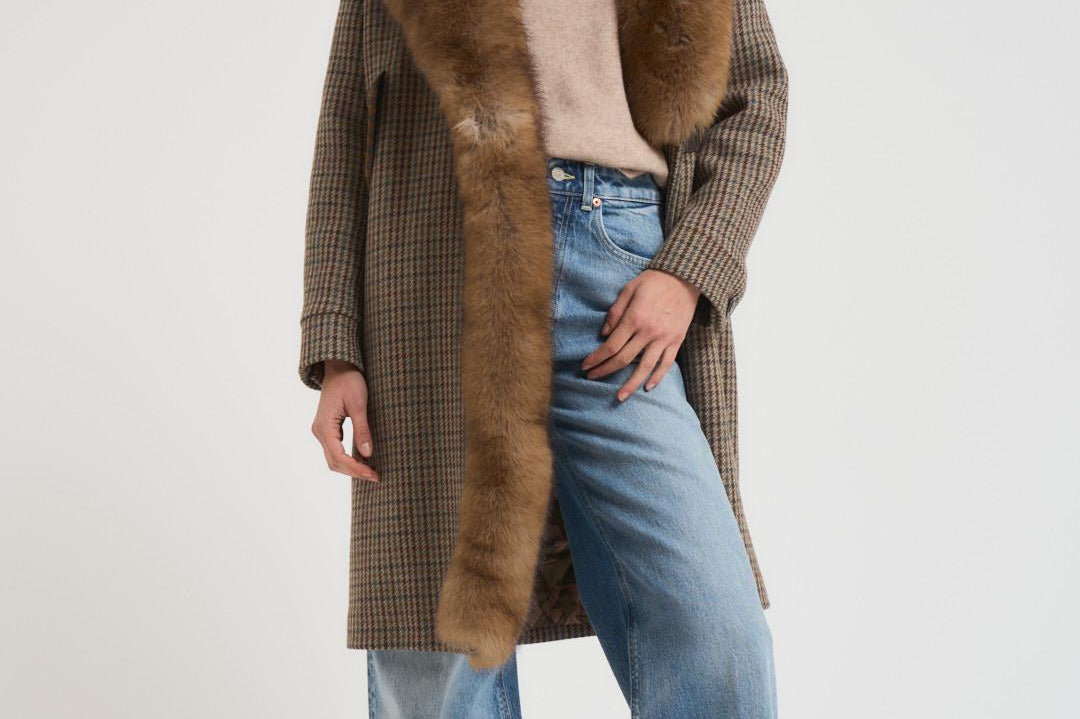 Cappotto donna lungo pied de poule multicolor S1142 2257227 BAZAR DELUXE 