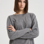 Maglia donna girocollo grigio KAIRA DARKHEATHERWAY ABSOLUT CASHMERE. 