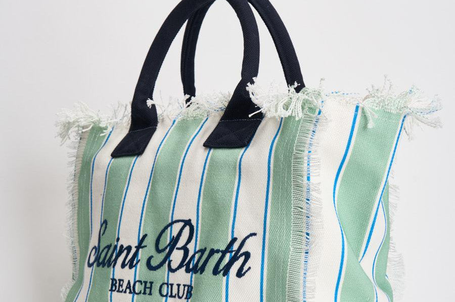Borsa donna Vanity a righe verde salvia e bianca VANITY 00937L MC2 SAINT BARTH 