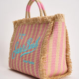 Borsa donna Colette in paglia a righe rosa COLETTESTRAWN 00407L MC2 SAINT BARTH 