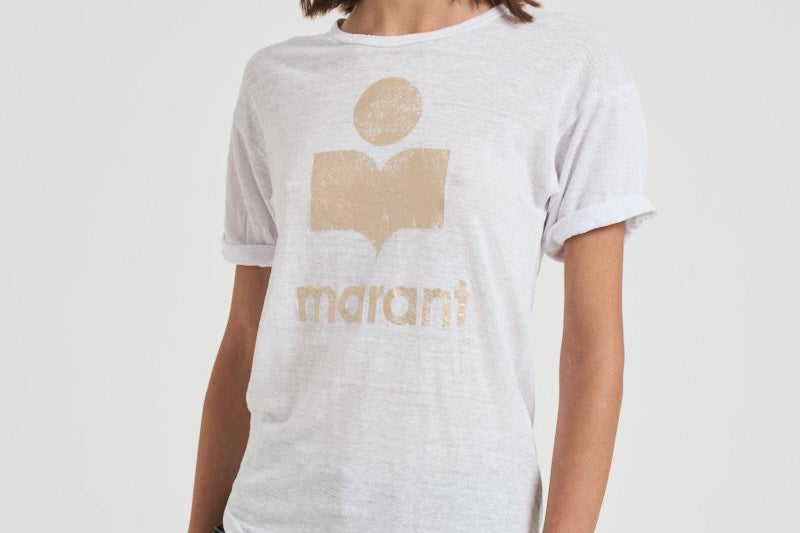 T-shirt donna Koldi bianca logo oro TS0004FA A1N10EWHLG MARANT ETOILE 