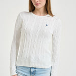 Maglia donna girocollo a trecce bianca 211971869 007 RALPH LAUREN 