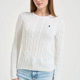 Maglia donna girocollo a trecce bianca 211971869 007 RALPH LAUREN 