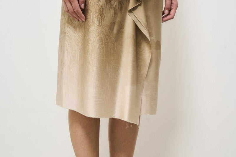 Gonna midi donna in seta Adastrgum beige 11827 514979 PIERRE-LOUIS MASCIA 