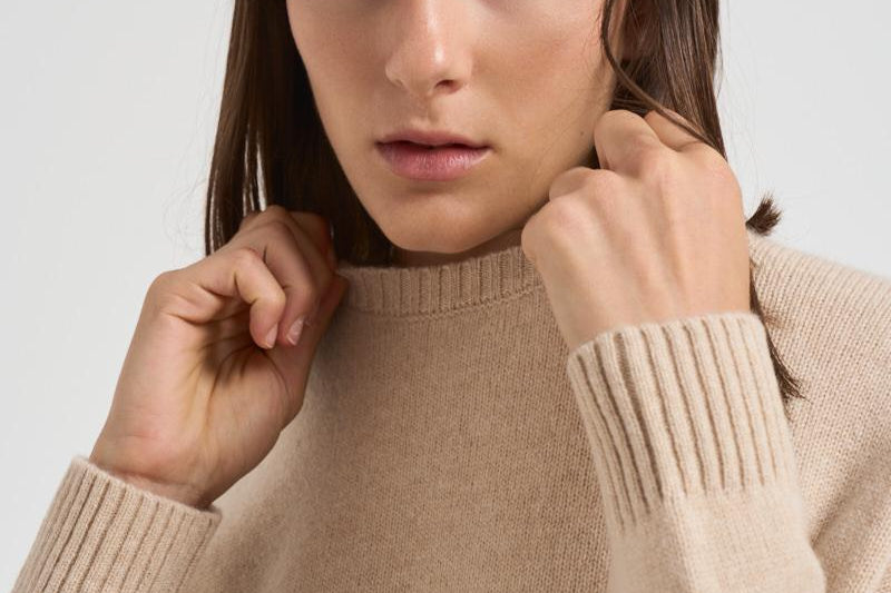 Maglione donna girocollo beige AMELIE 02ORGANIC KUJTEN 