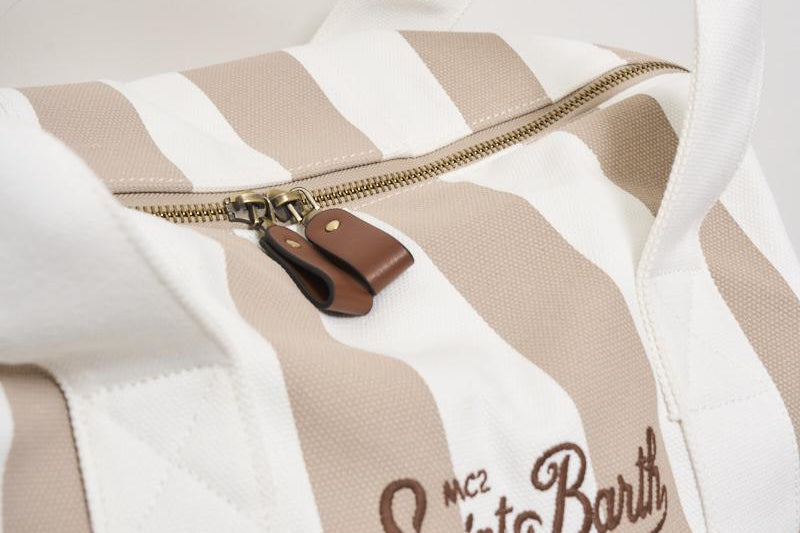 Borsa uomo a righe beige TRAVELBAG STRIPESPOPV1110EMB MC2 SAINT BARTH 