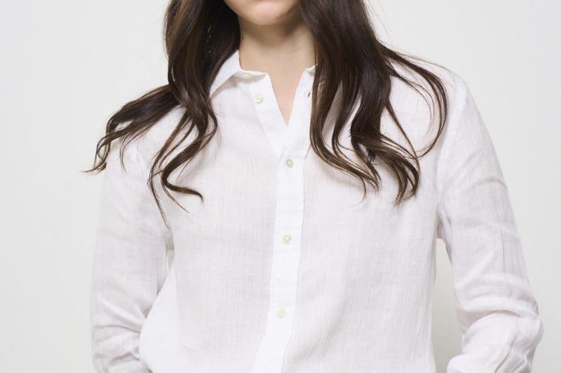 Camicia donna in lino bianco ottico 211970730 001 RALPH LAUREN 