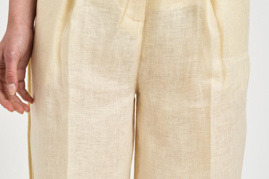Pantalone donna in lino burro S6SN33 A41 SEMICOUTURE 