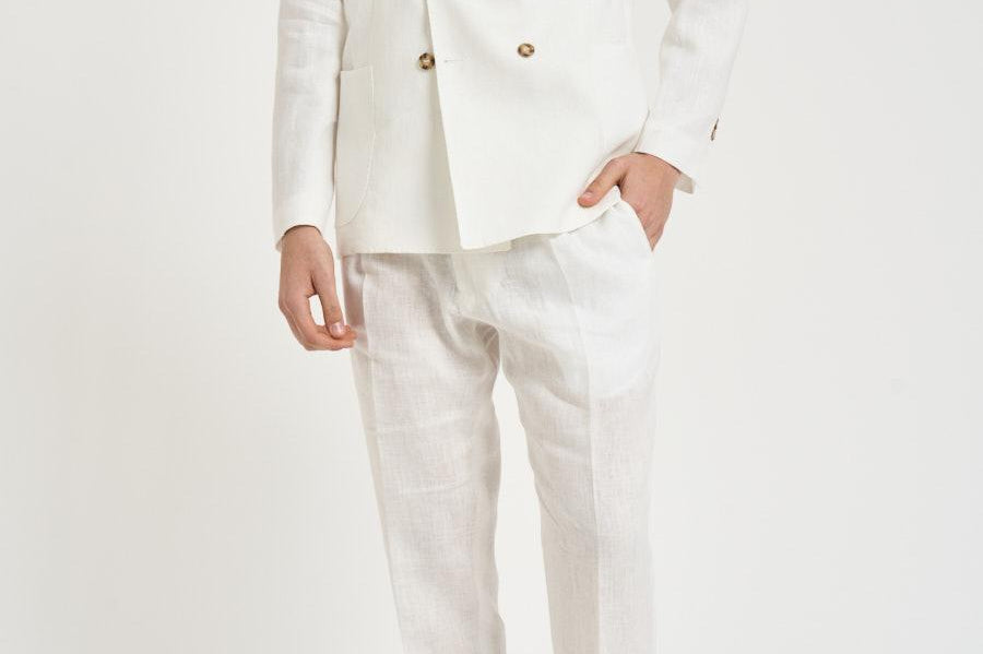 Abito uomo bianco in lino MERINI ABS707BIANCO ACCADEMIE TESSILI 