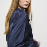 Camicia donna satinata blu Y5SM03 K92 SEMICOUTURE 