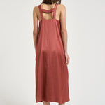 Abito donna midi rosso mattone A02056 06638124 PESERICO 