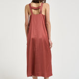 Abito donna midi rosso mattone A02056 06638124 PESERICO 