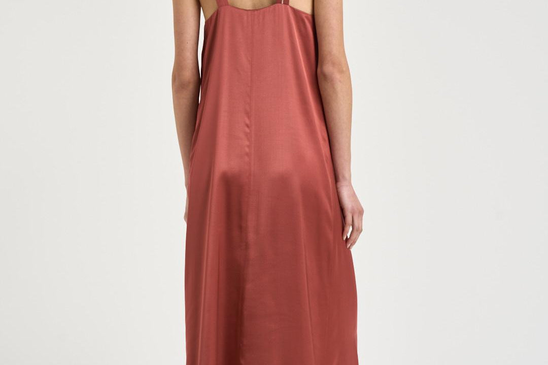 Abito donna midi rosso mattone A02056 06638124 PESERICO 