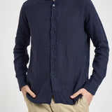 Camicia uomo in lino blu J66TNP UE7 ACCADEMIE TESSILI 