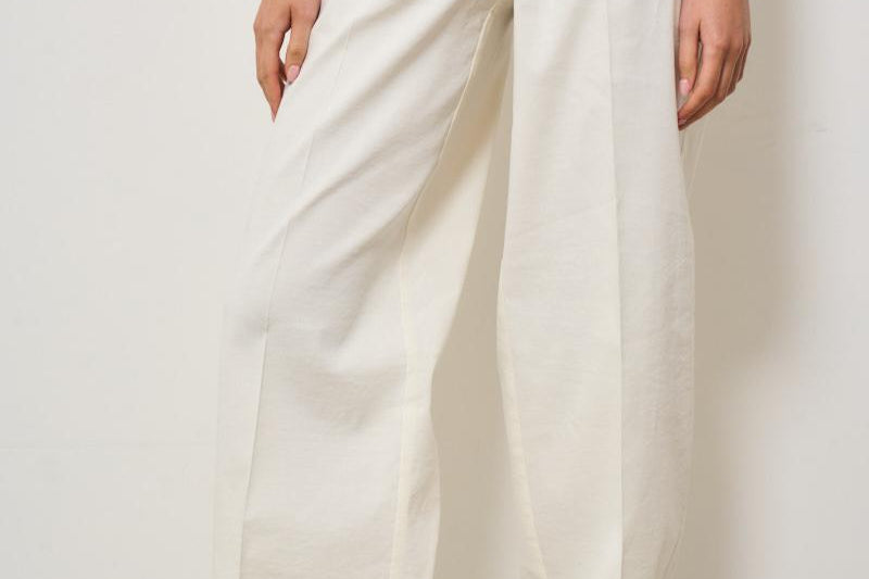 Pantalone donna a palazzo in lino bianca 104929 A0IMZ07 PINKO 