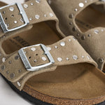 Sandalo donna beige effetto suede  con borchie 1029390 TAUPE BIRKENSTOCK 