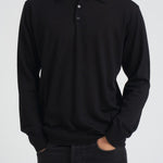 Polo uomo in lana merino nera GMP01353 P00104190100 GOLDEN GOOSE 