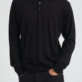 Polo uomo in lana merino nera GMP01353 P00104190100 GOLDEN GOOSE 