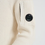 Maglione uomo girocollo a coste lunghe bianco MKN015A 00668A103 CP COMPANY 